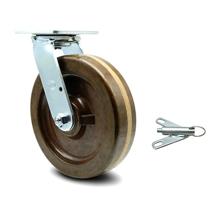 Service Caster 8 Inch High Temp Phenolic Swivel Caster with Roller Bearing and Swivel Lock SCC SCC-30CS820-PHRHT-BSL